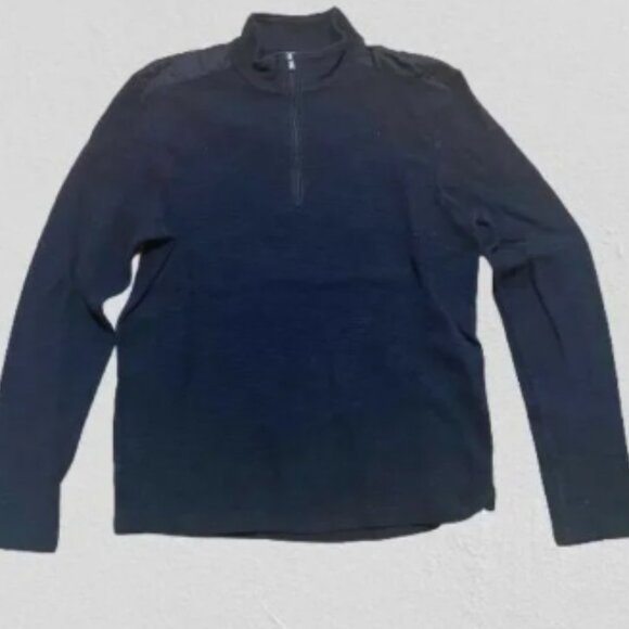Michael Kors Mens Pullover Sweater Blue Marled Mock Neck 1/4 Zip Long Sleeve M - Picture 1 of 6